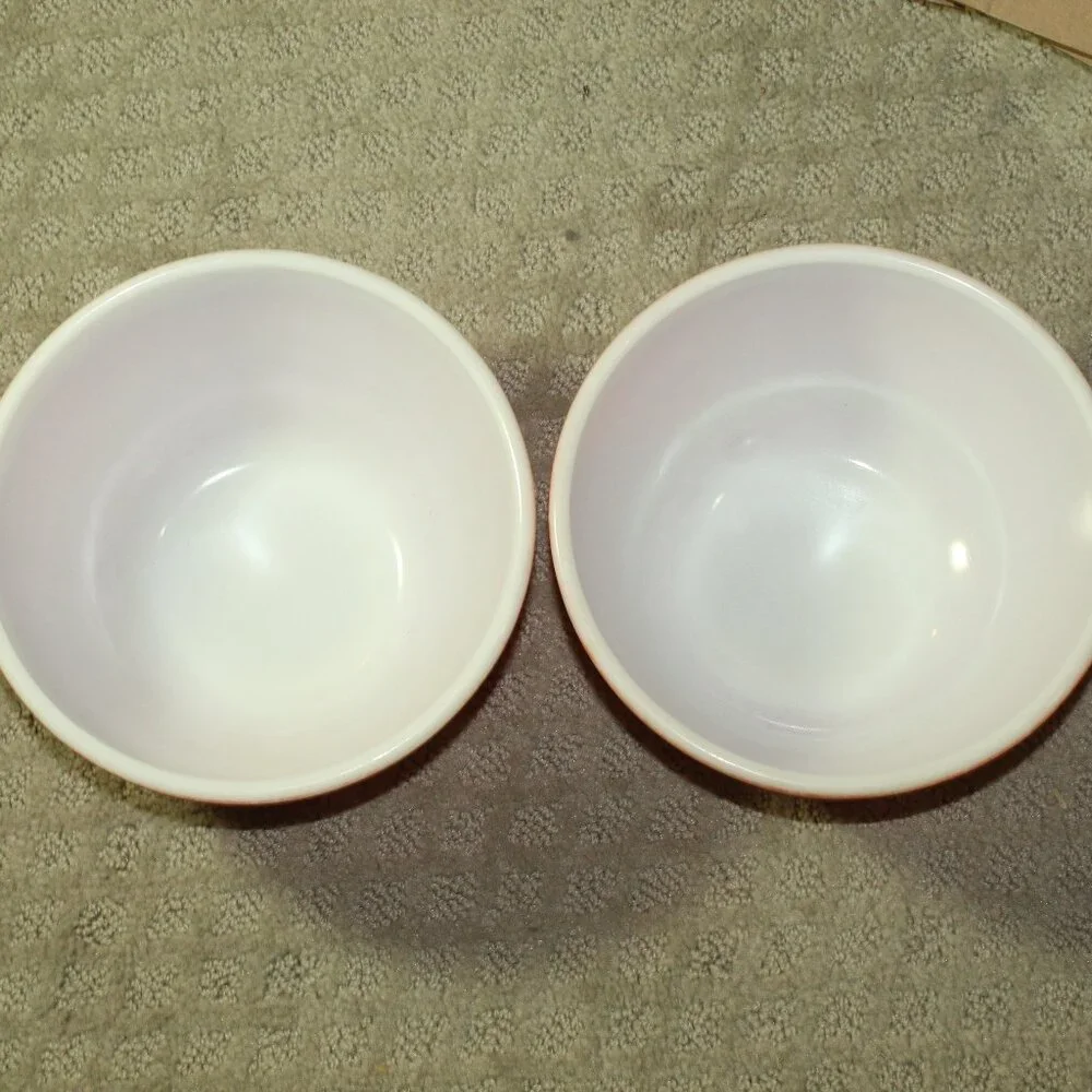 Set of 2 Vintage Pyrex 402 Primary Red Mixing Bowls - Fair Condition